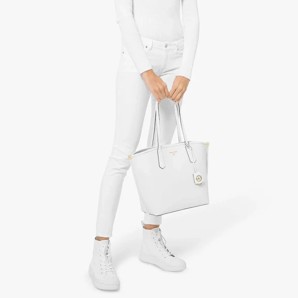 NWT Michael Kors Jane Pebble Leather Large Tote And Wallet Optic White - Picture 2 of 11